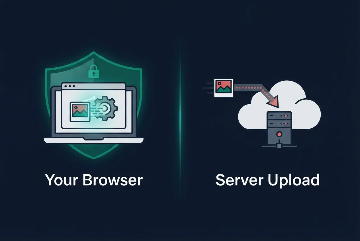 Comparison of browser-based processing versus server upload