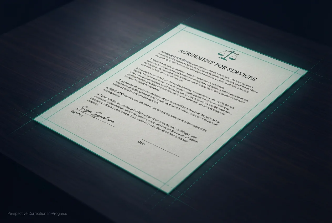 Legal document photo being straightened with perspective correction
